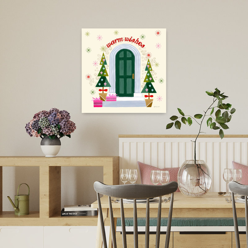 Maison contemporaine pour les Fêtes II avec art de Noël arbres de Noël, H 18 po x l 18 po