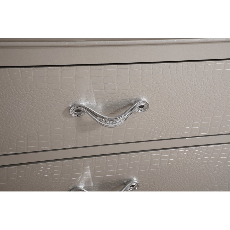 Tenbury 6 Drawer Dresser, Silver Champagne