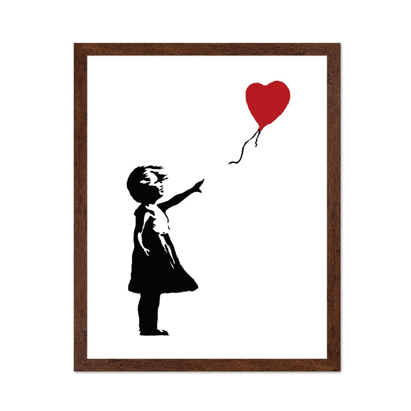 Fille ballon, Affiche, H 08 po x l 10 po, Encadrement brun