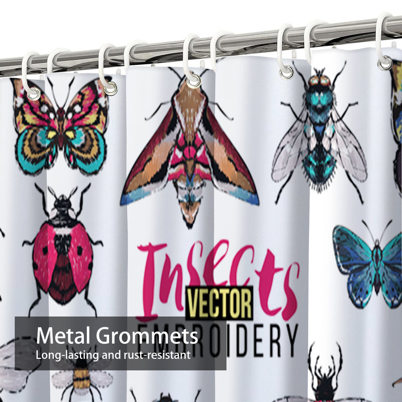Rideau de douche Dragonfly Butterfly Bee, L 72 po x l 78 po
