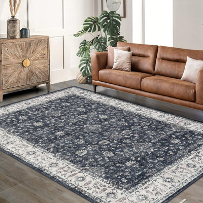 Tapis moelleux lavable rétro avec envers antidérapant - tapis modernes pour salon, chambre à coucher, salle à manger, chambre de bébé, bureau, maison de campagne