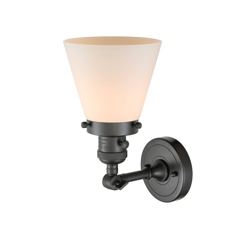 Applique murale 1 lumière Cone, Boîtier blanc mat, Bronze frotté à l'huile, Ampoule non incluse