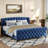 Elowen Glam Velvet Upholstered Sleigh Bed With Wingback Headboard & Scroll Footboard-120419244-120419248