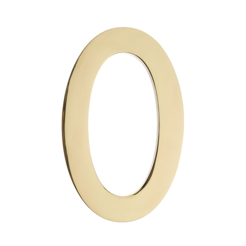 4'' H Brass House Number, Zero, Polished Brass, 4-inch