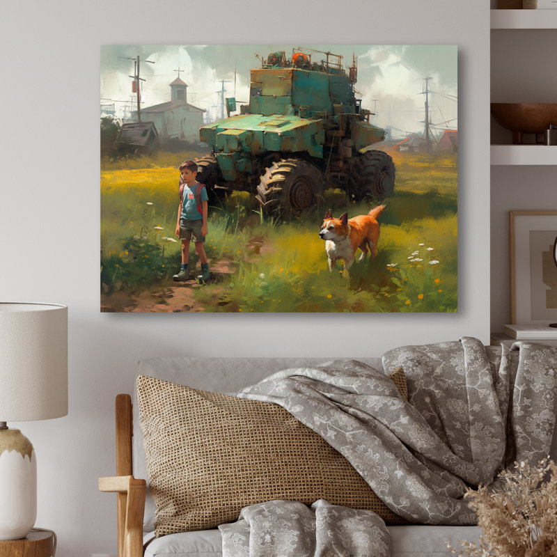 Children On The Farm V, reproduction d'art sur toile, H 12 po x l 20 po x P 1 po, Toile tendue