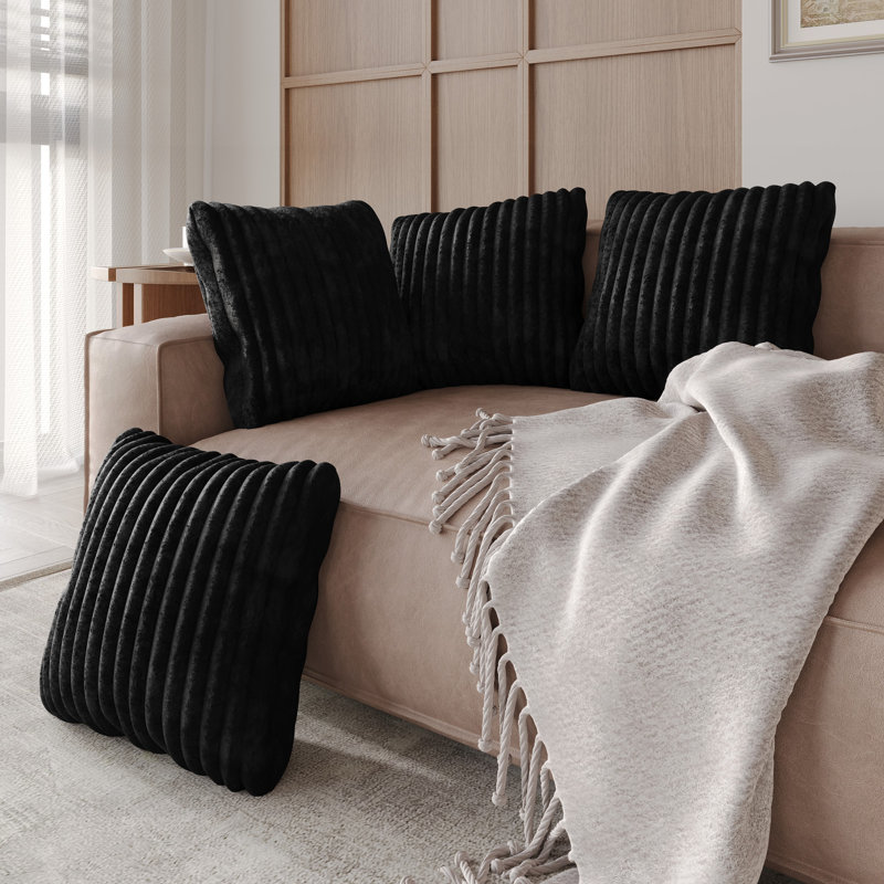 Laconia 18" X 18" Square Velvet Throw Pillow Covers, Black