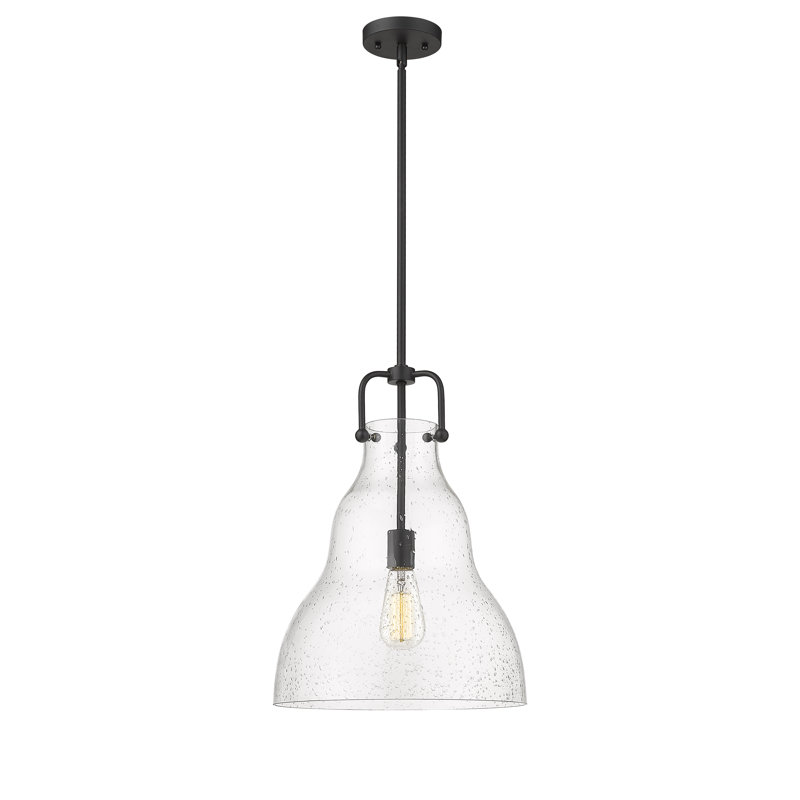 Luminaire suspendu en forme de globe à 1 lumière Fount, Granuleux, Noir mat, DEL