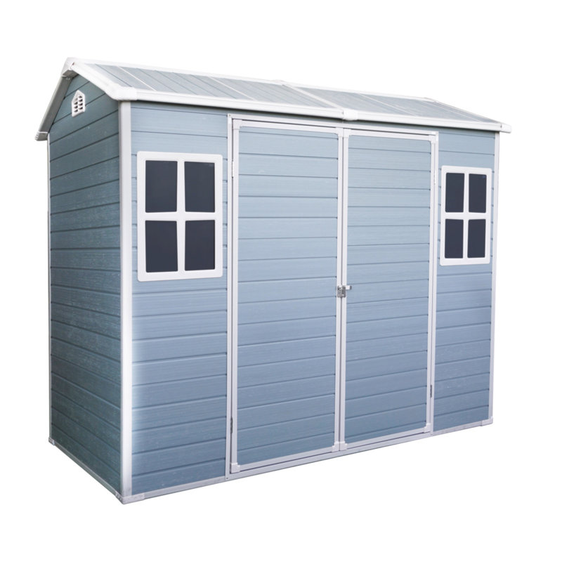 8 Ft X 4 Ft Outdoor Storage Shed With Two-Window And Double-Door, Plastic Shed With Floor For Gargen,Patio,Yard,Lawn,Gray (W540S00045)