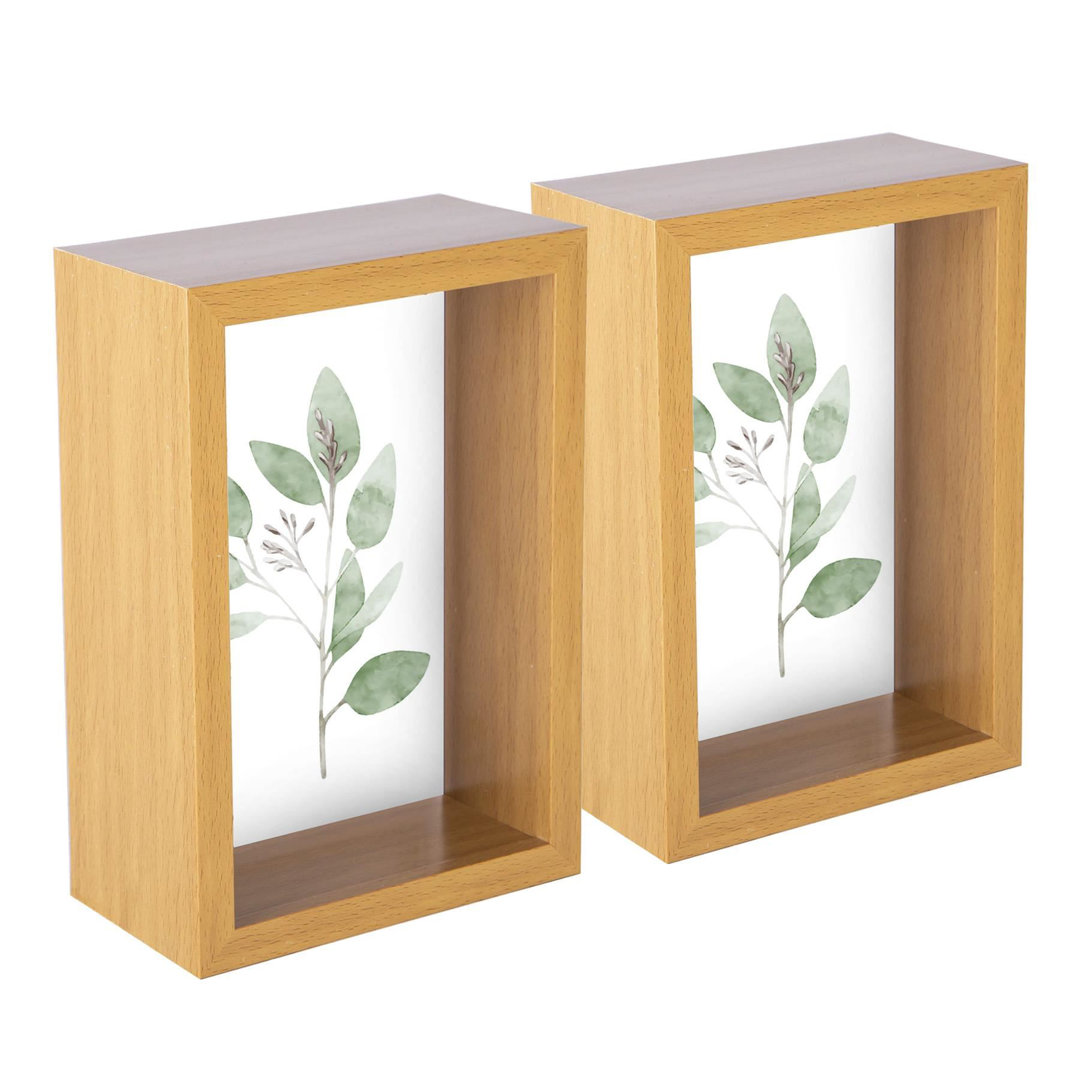 Nicola Spring - 3D Deep Box Photo Frames - 4 x 6" - Light Wood