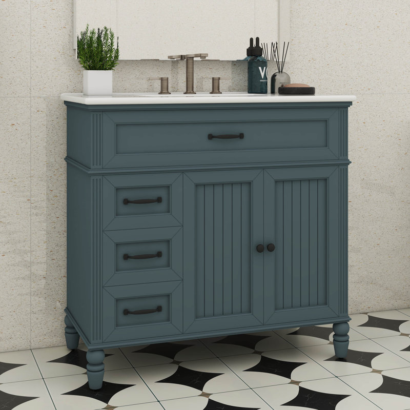 Meuble-lavabo 36 po avec lavabo 36 po, Bleu