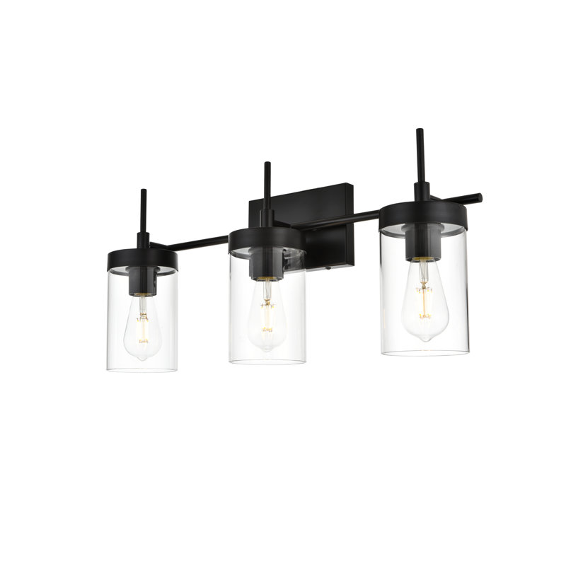 Éclairage pour meuble-lavabo à intensité variable Annisha, Noir, H 11 po x l 24 po x P 24 po, 3 lumières