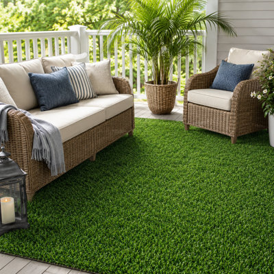 4×10FT Artificial Grass Runner Rug Fake Grass Roll with Drainage for Patio, Balcony, Garden