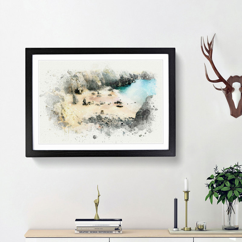 Flimstone Bay in Wales in Abstract - Picture Frame Graphic Art Print, 27cm H x 36cm W x 2cm D, Black Framed