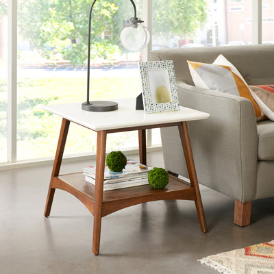 Table de bout en marbre avec tablette