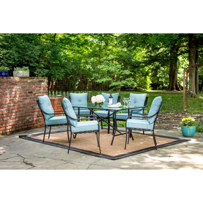Bozarth 6 - Person Metal Patio Dining Set with Rectangular Table , Cushions Included