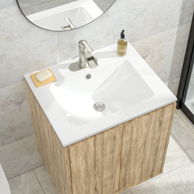24"x19" Vanity Top Bathroom Sink with Faucet Hole and Overflow(Top Only)