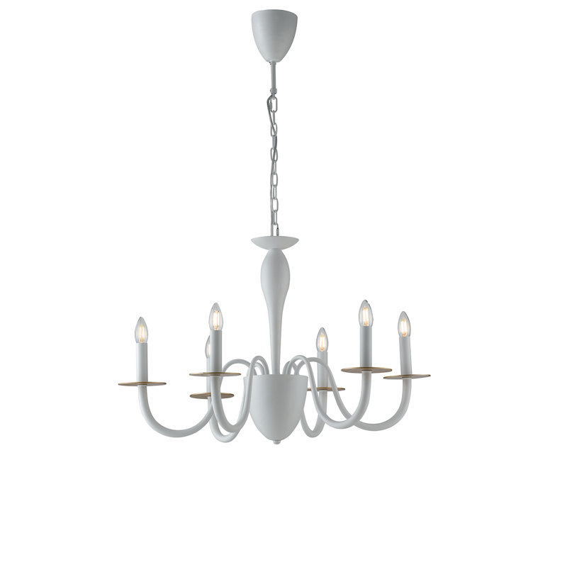 Ferndale 6 - Light Candle Style Chandelier, White