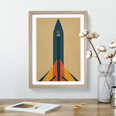 XV1022-3810X Retro Spaceship Rocket No.2 1 Piece Single Picture Frame Wall Art
