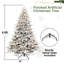 Arbre de Noël artificiel enneigé 6,5 pi avec 450 lumières incandescentes blanc chaud, 2225 pointes, pin enneigé PE + PVC avec branches à mémoire de forme partielle, support en métal pliable pour les Fêtes-915374174