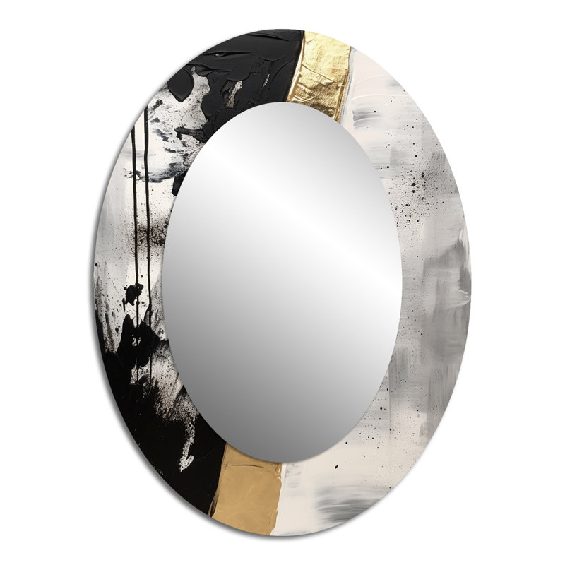 Peinture géométrique abstraite géométrique «Gold» - miroir mural ovale doré, 40 po x 30 po