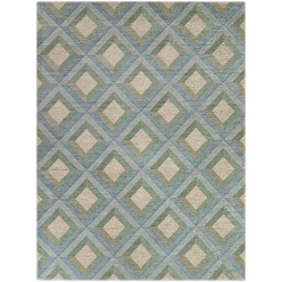 Schnitzer Green/Blue Modern Geometric Area Rug