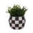 Planter Pottery Cement with Handcrafted Textured Checkered Design and Rounded Silhouette Featuring Durable Construction and Distinctive Visual Pattern for Decorative Display Spaces-1749899770