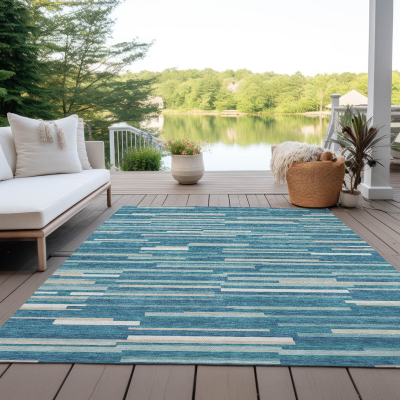 Malek Indoor/Outdoor Area Rug with Non-Slip Backing, Rectangle 5' x 7'6"