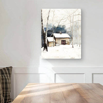 Small Winter Barn - Blue Rustic Metal Print for Home Decor