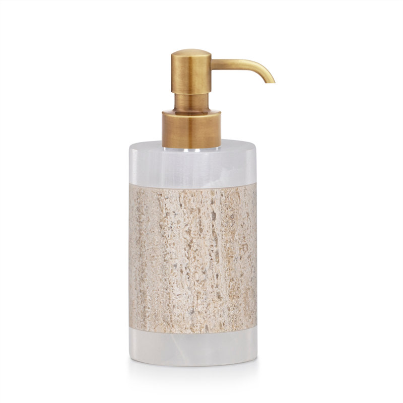 Distributeur de savon / lotion Onix Sand, Blanc / sable / laiton bruni