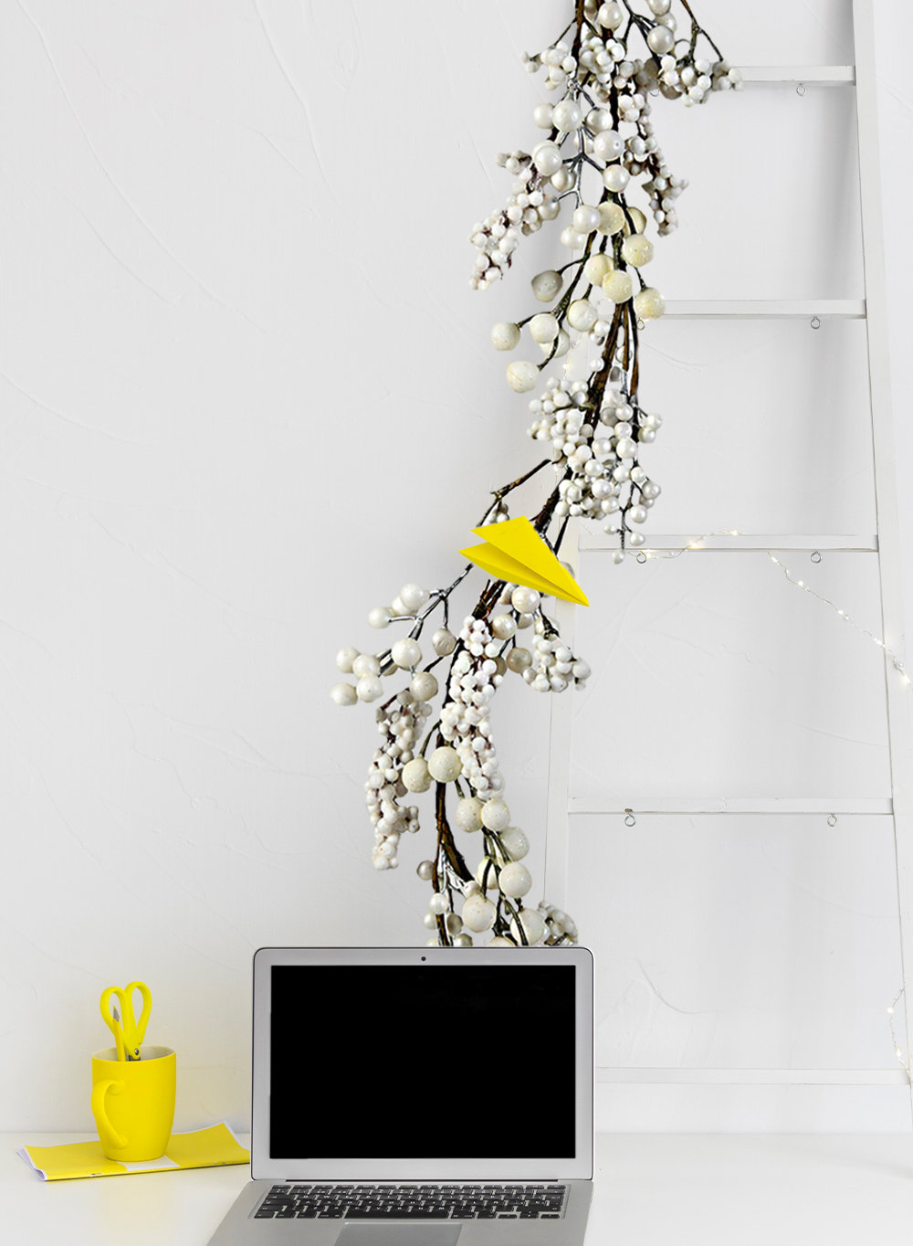 62" Winter Berry Christmas Garland, White