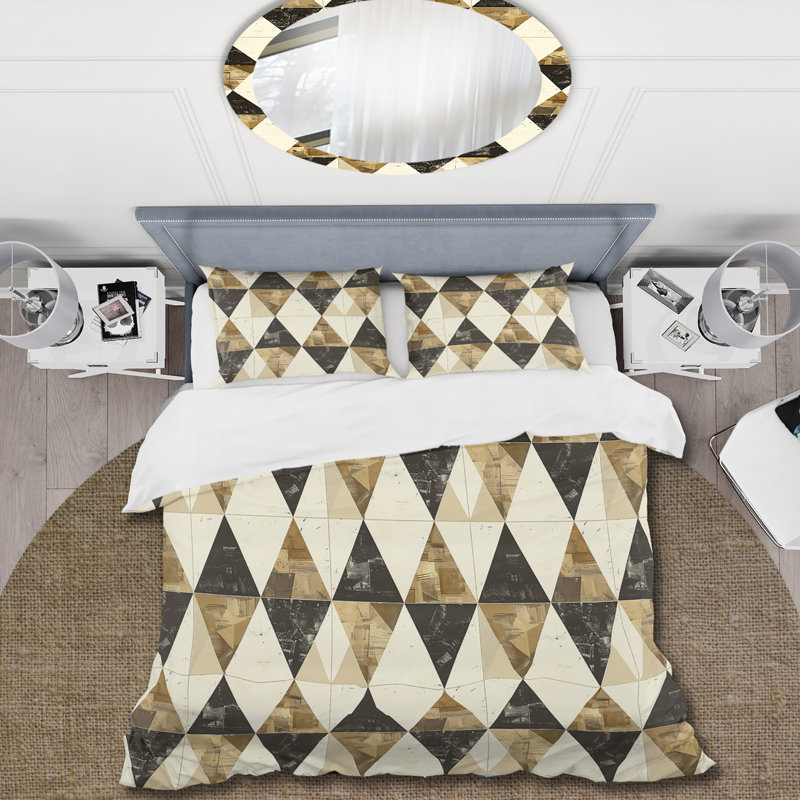 Ensemble de housse de couette Mid-Century Brown, Housse de couette très grand + 2 taies décorativ