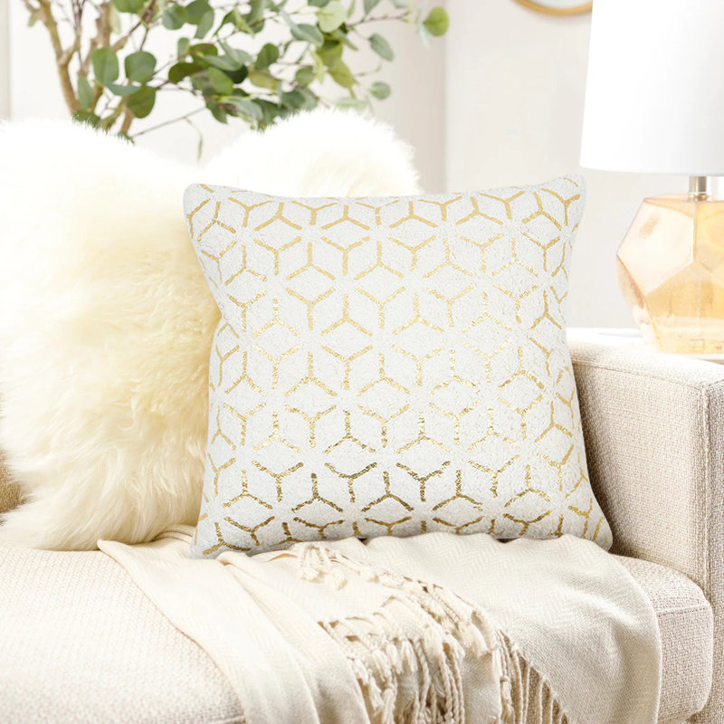 Grandcanyon Gold Foil Geometric Cotton Throw Pillow