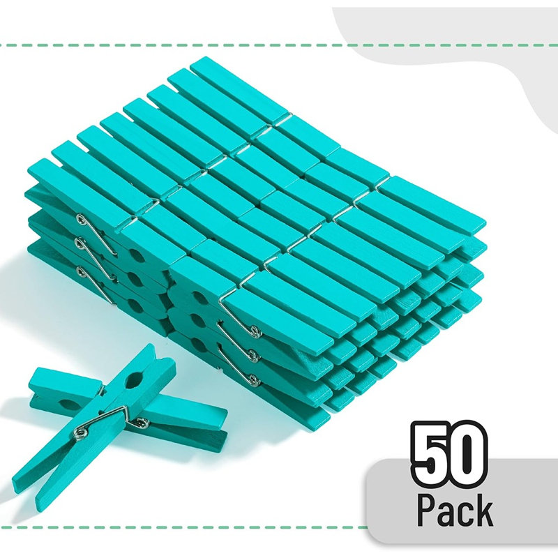 Grandes épingles à linge en bois, paquet de 50 pinces en bois naturel avec ressort antirouille pour la lessive, l'artisanat et la suspension de photos