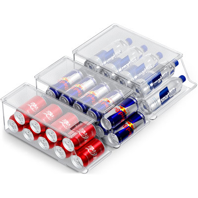 Organisateur de canettes de soda pour réfrigérateur avec couvercles Sorbus, 3 tailles variées: support de canettes de soda standard, distributeur de canettes et organisateur de bouteilles d'eau, organisateurs de canettes pour réfrigérateur, garde-man