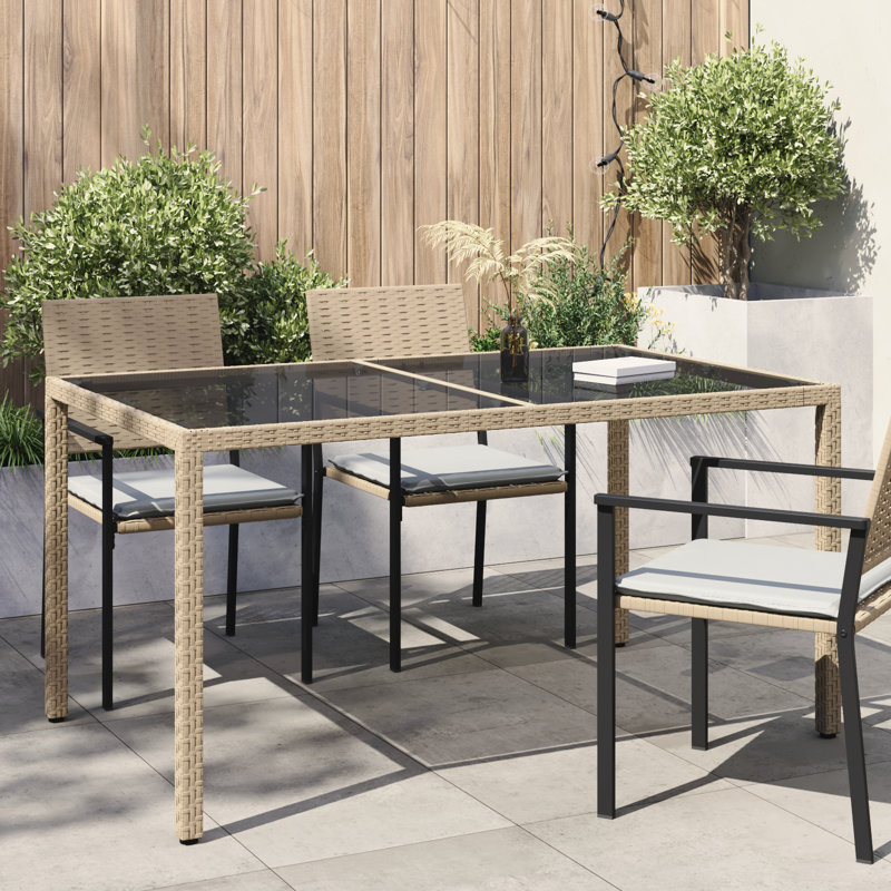 Bryshawn Metal Outdoor Dining Table , cm W 90cm cm D, Beige, Black, 75cm H x 150cm W x 90cm D