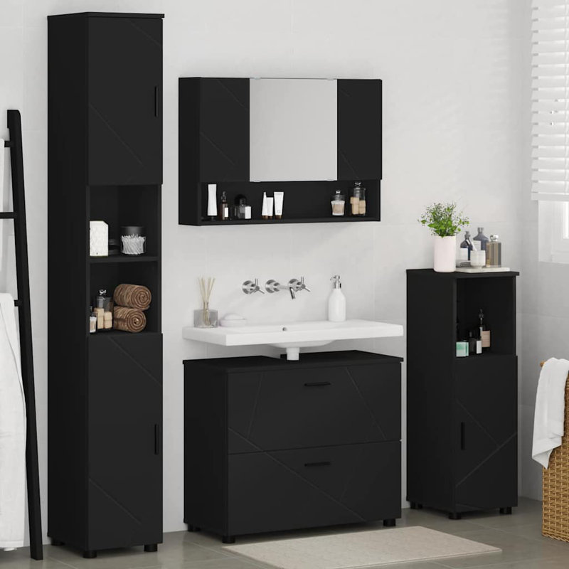Bathroom Storage Furniture Set, Black