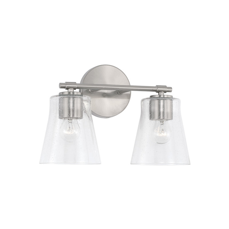 Brushed Nickel 2-Light Vanity with Clear Seeded Glass
