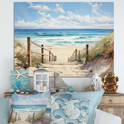 «Coastalbeachsand Sandy Serenity Pointillism I», reproduction d'art sur toile