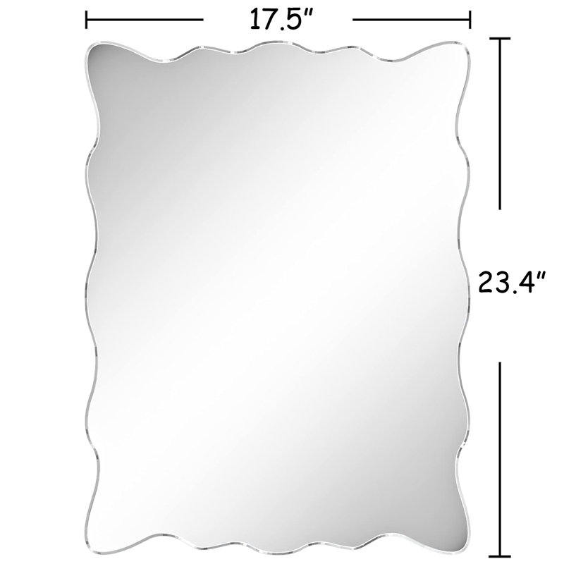 Rectangular Wavy Beveled Framless Wall Mirror Accent Decorative Mirror Horizontal And Vertical