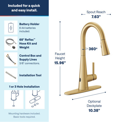 Moen Sleek MotionSense Wave Single Handle Pulldown Kitchen Faucet with Power Clean Technology