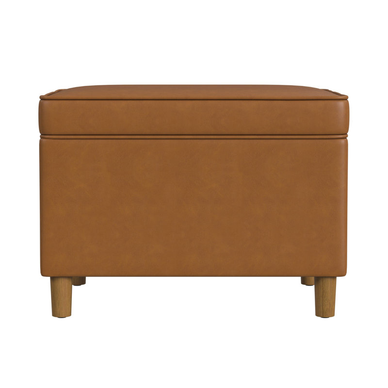 Xane Faux Leather Ottoman, Brown Faux Leather