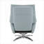 Fauteuil d'appoint moderne pivotant à 360 degrés en cuir fleur avec repose-pieds assorti, ton bleu
