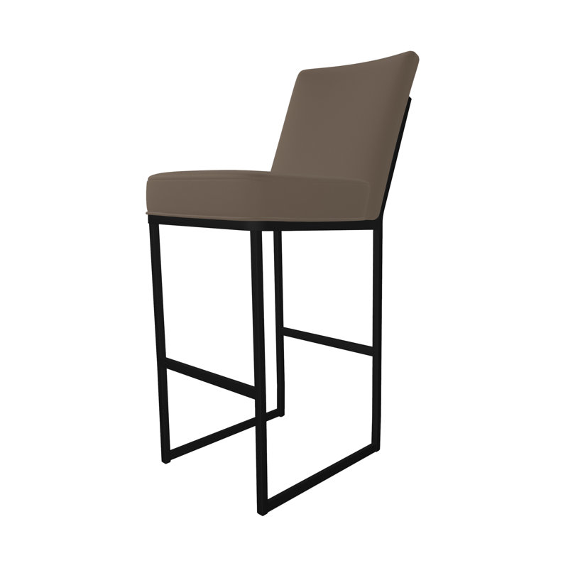 Tabouret rembourré Kelsey, Tabouret de bar (siège d'une hauteur de 30 po), Onyx sable, Teck des îles