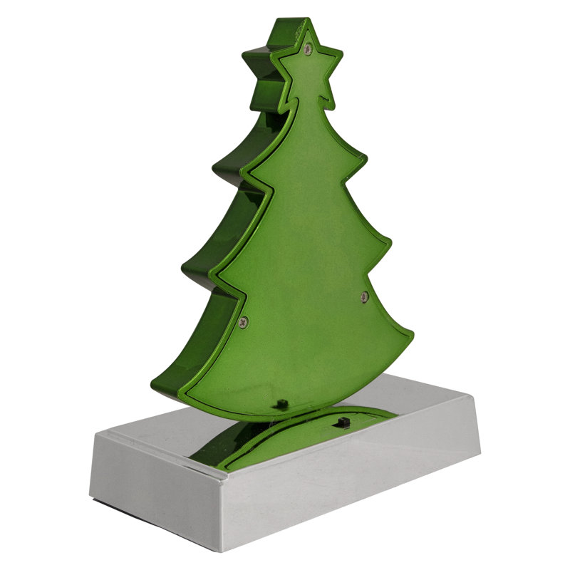 Porte-chaussette d'arbre de Noël lumineux à DEL vert brillant 7 po