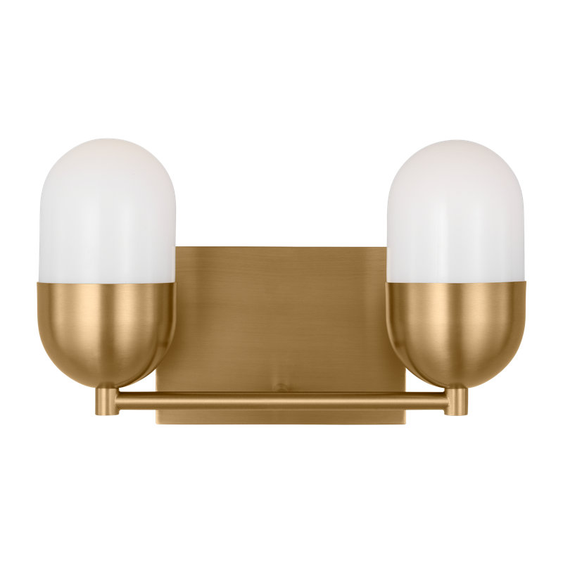 Satin Brass 2-Light Vanity with Milk Glass Shades