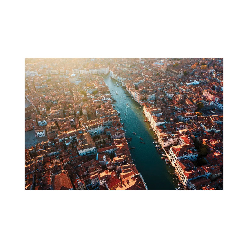 Aerial Sunset Over The Grand Canal, Venice, Italy 1 Piece Wall Art on Canvas, 101.6 cm H x 66.04 cm W x 1.91 cm D, No Frame
