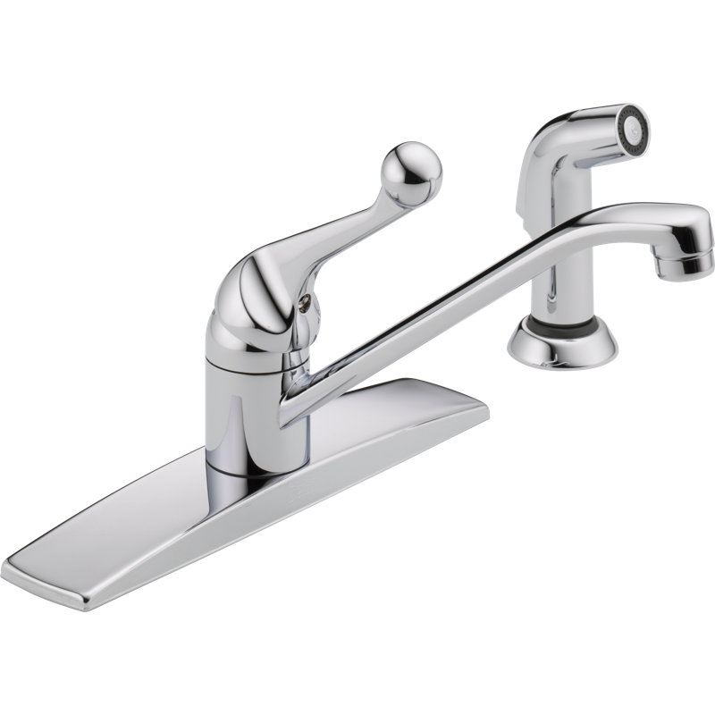 Robinet d'évier de cuisine à poignée simple Classic avec douchette latérale, robinet de cuisine à 4 trous