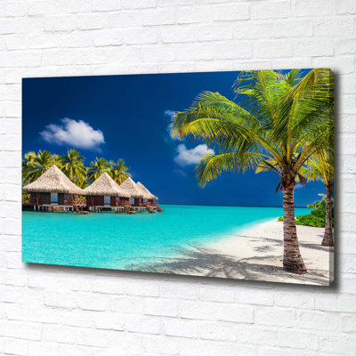 Maldives Bungalows - Wrapped Canvas Print