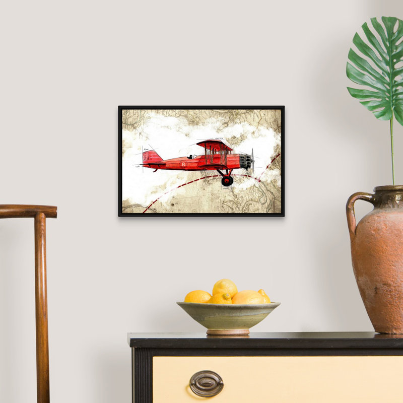 Biplane 3 - Impression sur toile, H 14 po x l 20 po x P 1,75 po, Cadre noir