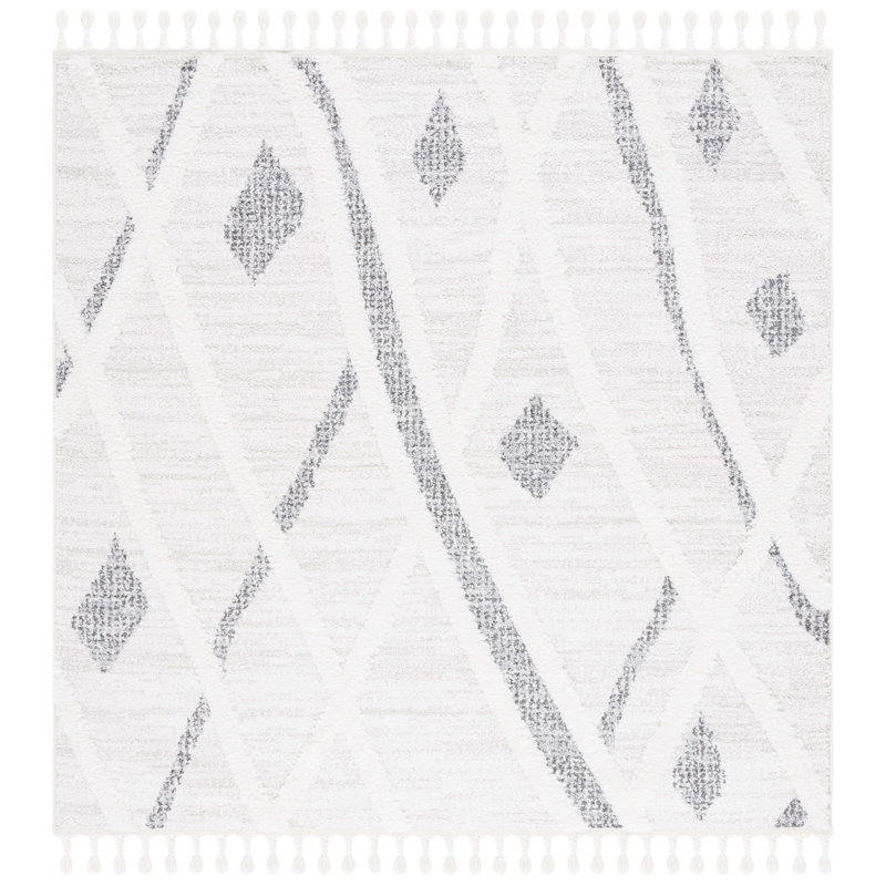 Tapis à poils longs Vanille, Carré 6 pi 7 po